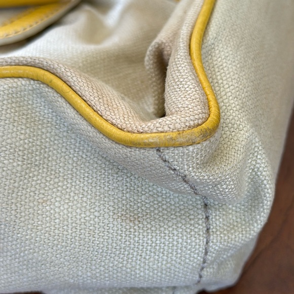 Authentic Celine Linen Boogie Bag with Yellow Trim & Accents - Picture 11 of 15